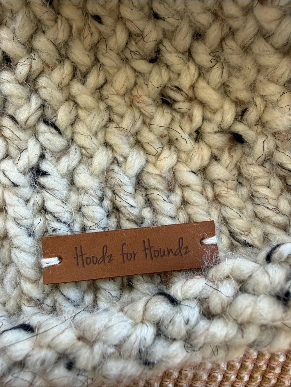 Cozy Knit Bear Ear Hat for Small/ Medium Dog- Cream Speckled Handmade!